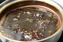 cooking homemade BBQ sauce