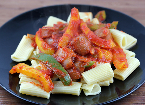 Smoked Andouille Sausage with Peppers and Rigatoni Recipe