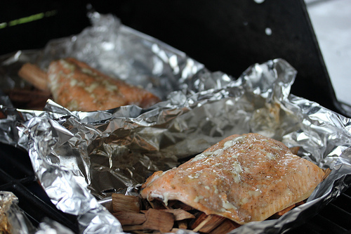 Grilled Salmon on Hickory Chips