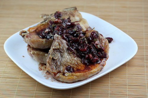 Pork Chops with Wine and Cherry Sauce Recipe