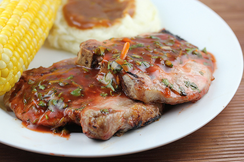 Grilled BBQ Pork Chops with Cilantro Recipe