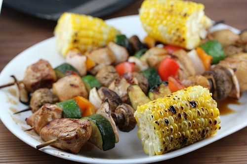 14718012081_0d0d4c704dGrilled Oriental Chicken Kabobs recipe with grilled Corn on the Cob