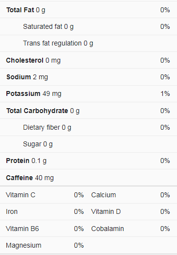 ice coffee nutrition facts