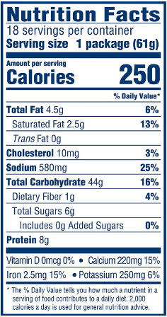 kraft mac and cheese nutrition facts