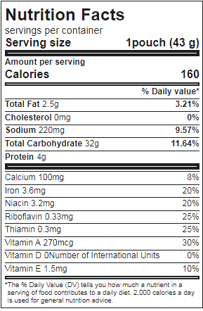 otts meal nutrition facts