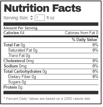 Hornitos Silver Tequila Nutrition Facts