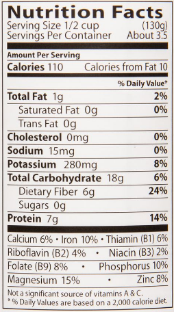 dried beans nutrition facts