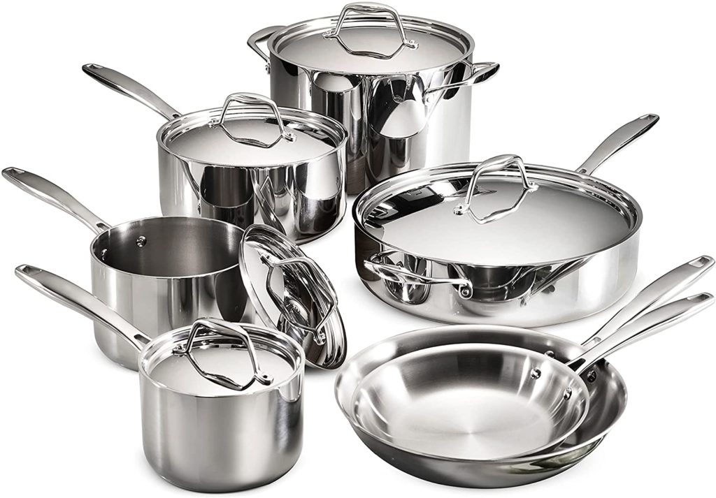 Tramontina Gourmet Stainless Steel Induction-Ready Tri-Ply Clad 12-Piece Cookware Set