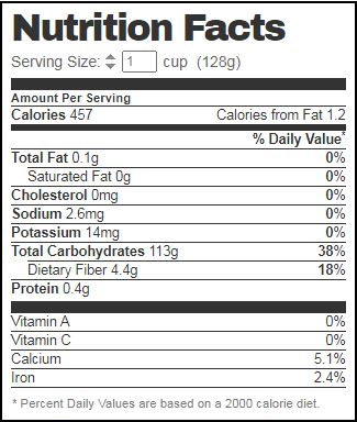 Arrowroot flour nutrition facts
