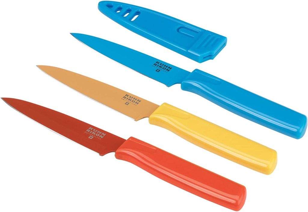 Best for the Picnic Basket: Kuhn Rikon Straight Paring Knife with Safety Sheath, 4", Set of 3